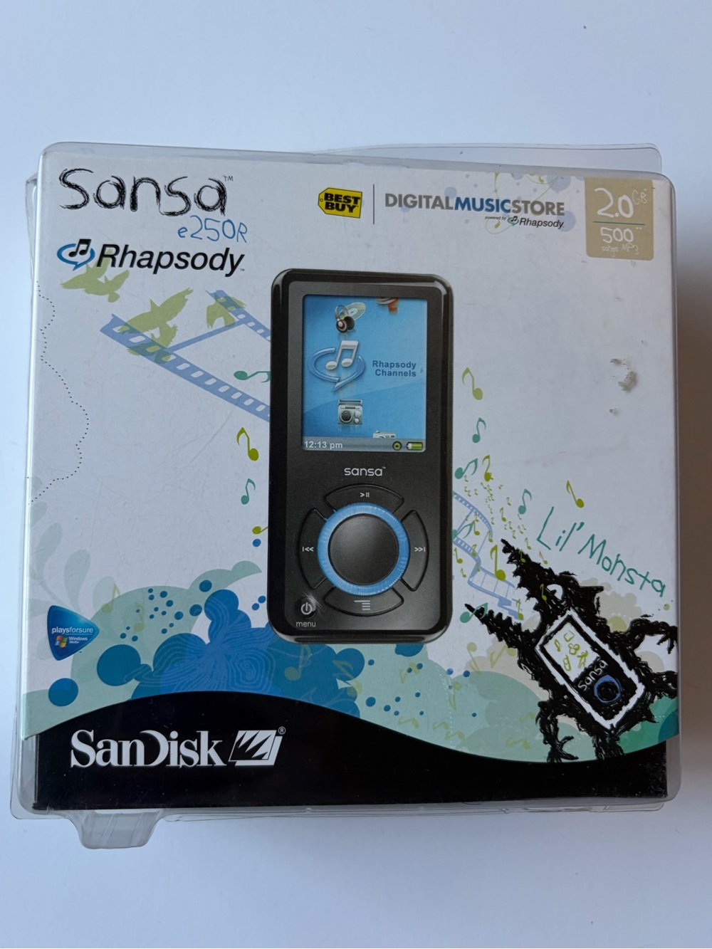 NWT Vintage Y2K SanDisk Sansa e250R 2GB Black Digital Media MP3 Player Rhapsody